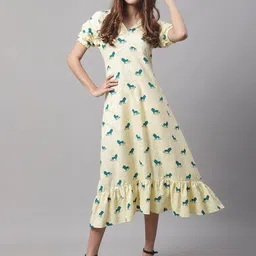 Enchanted Drapes Cotton Midi Dress-image-92