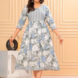 BAESD Striped Maternity A Line Midi Dress-image-36