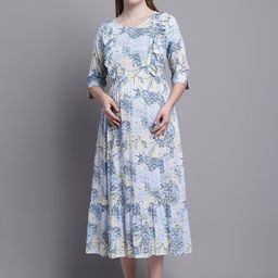 Feel Clath Women Floral Printed Maternity A-Line Midi Dress-image-58