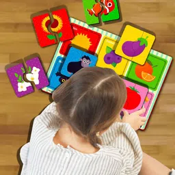 Mini Leaves Kids Set Of 6 2 Pieces Colours Mix and Match Wooden Puzzles-17