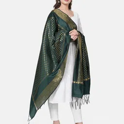 MUFFLY Ethnic Motifs Woven Design Banarasi Dupatta With Zari-55