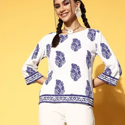 Berrylush Classic White Ethnic Motifs Indie Gal Top-image-59