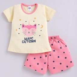 Nottie Planet Girls Printed Pure Cotton T-shirt With Shorts-image-84