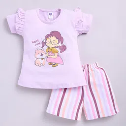 Nottie Planet Girls Printed Pure Cotton T-shirt With Shorts-picture-42