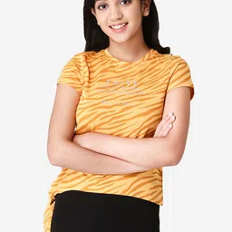 Mode by Red Tape Girls Yellow Printed Round Neck T-shirt with Tie Up Detail-image-18