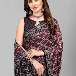 RATAN Ethnic Motifs Pure Cotton Saree With Blouse Piece-image-96