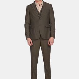 Arrow Men Brown Solid Single-Breasted Three-Piece Formal Suit-image-68