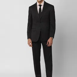 Peter England Men Black Solid Single-Breasted Two-Piece Formal Suit-image-51
