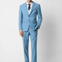 Van Heusen Self Design Notched Lapel Slim-Fit Single-Breasted Three-Piece Suit-image-12