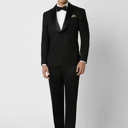 Van Heusen Self Design Slim-Fit Single-Breasted Three-Piece Party Suit-image-25