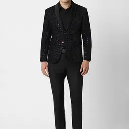 Peter England Elite Embroidered Slim Fit Formal Two Piece Suit-picture-12