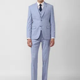 Van Heusen Men Blue Checked Slim-Fit Single-Breasted Three-Piece Suits-image-89