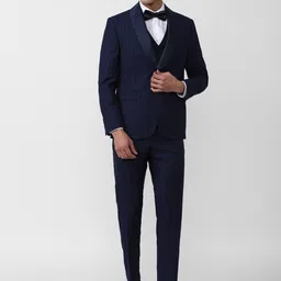 Van Heusen Men Checked Slim-Fit Single Breasted 3 Pc Suit-image-39