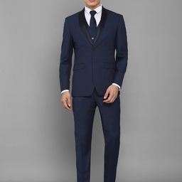 Allen Solly Men Navy Blue Solid Single-Breasted Slim-Fit Three-Piece Suit-image-70