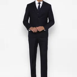Allen Solly Men Navy Blue & Maroon Single-Breasted Slim-Fit 3-Piece Formal Suit-image-24
