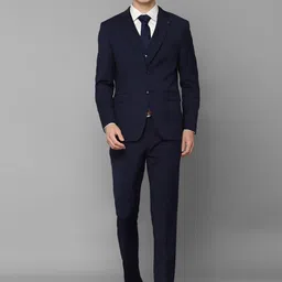 Allen Solly Men Navy Blue Solid Three-Piece Slim Fit Formal Suits-image-67