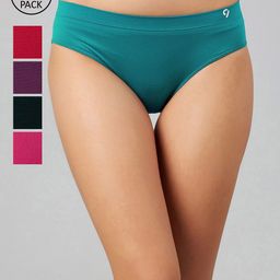 C9 AIRWEAR Women Seamless Pack Of 5 Assorted Mid-Rise Bikini Briefs-image-25