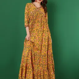 GLAM ROOTS V Neck Paisley Printed Gotta Patti Tiering Anarkali Kurta-picture-18