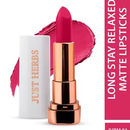 Just Herbs Long Stay & High Pigmented Relaxed Matte Lipstick - Fiery Pink 01-14