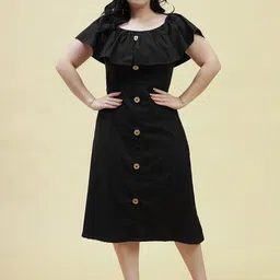 Curvy Lane Plus Size Ruffled A-Line Midi Dress-0