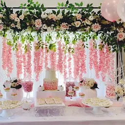 WELL ART GALLERY Pink & White 10 Pieces Hanging Blossom Artificial Flower-image-33
