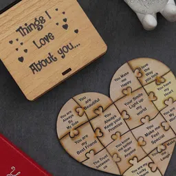 eCraftIndia Brown Valentine Puzzle Wooden Gift Set-image-43