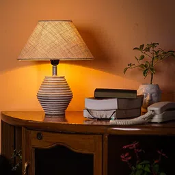 Pinecraft INTERNATIONAL White Atury Table Lamp With Frustum Shade-13