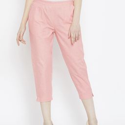 Bitterlime Women Peach-Coloured Relaxed Cigerette Trousers-image-44