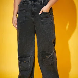 SASSAFRAS Curve Women Black Comfort Straight Fit High-Rise Clean Look Acid Wash Jeans-picture-31