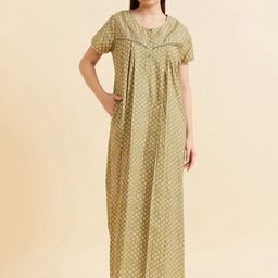 Sweet Dreams Geometric Printed Pure Cotton Maxi Nightdress-image-96