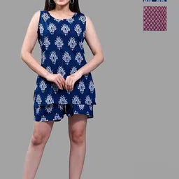 Krati Creations Pack Of 2 Ethnic Motifs Printed Pure Cotton Night Suit-image-52