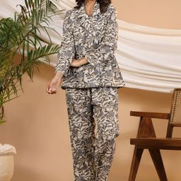 SANSKRUTIHOMES Green Printed Pure Cotton Night suit-image-13