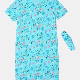 Jockey Girls Super Combed Cotton Printed Relaxed Fit Knee Length Sleep Dress-RG18-image-72