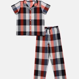 mackly Boys Checked Pure Cotton Night Suit-image-14
