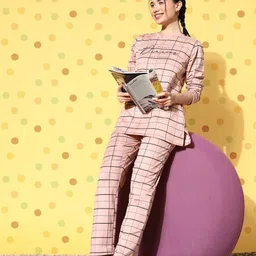 Sweet Dreams Women Pink  Checked Homehub Night suit-image-82