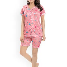 Zionity Geometric Printed Satin Night suit-picture-11