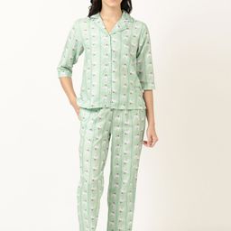 Bannos Swagger Green Conversational Printed Shirt With Pyjamas-picture-8