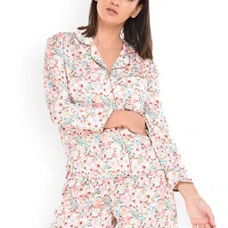 mackly Floral Printed Lapel Collar Night suit-image-64