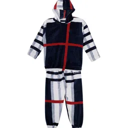 KLOTTHE Unisex Kids White & Black Striped Night suit-image-60
