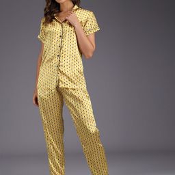 N-Gal Women Yellow & Black Printed Night suit-image-60