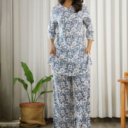SANSKRUTIHOMES Floral Pure Cotton Printed Night suit-image-27