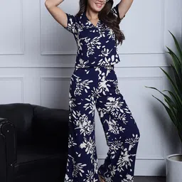 Boston Club Women Floral Printed Shirt With Trousers-image-28
