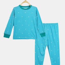 Wyld Sprog Kids Polka Dot Print Blue T-Shirt & Pyjama Pure Cotton Night suit-picture-17
