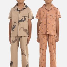 Growing Tree Kids Pack Of 2 Printed Pure Cotton Night suits-image-30
