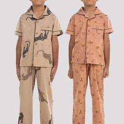 Growing Tree Kids Pack of 2 Printed Pure Cotton Night suit-image-77