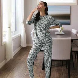 Marks & Spencer Women Grey Printed Night suit-picture-38