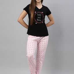 Curare Women Multicoloured & Black Printed Night suit-image-10