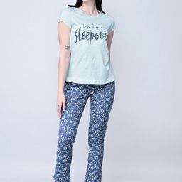 LYRA Women Blue & Yellow Pure Cotton Printed Night suit-image-15