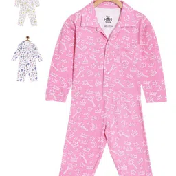 The Mom Store Kids Pack Of 3 Conversational Printed Pure Cotton Night suit-image-32