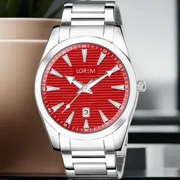 LOREM Men Textured Dial & Stainless Steel Straps Analogue and Digital Watch LR151-7